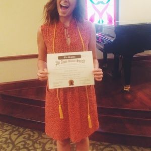 Red printed eyelit dress